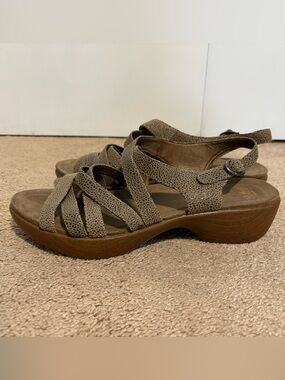 Dansko Taupe Strappy Wedge Sandal